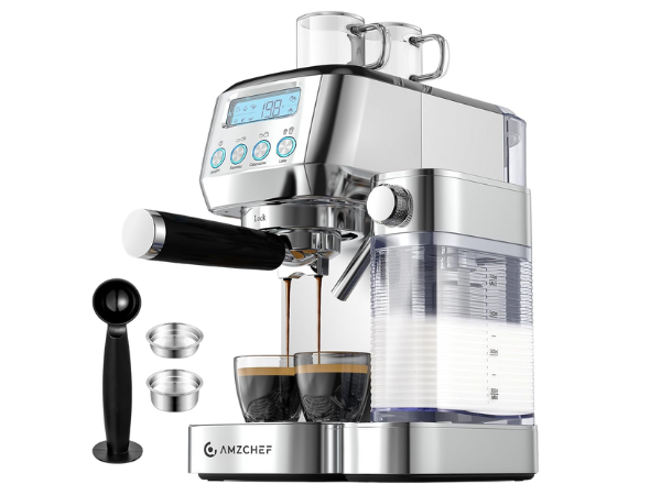 AMZCHEF Espresso Machine with LCD Display