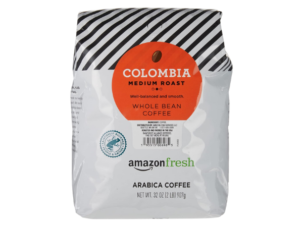 Amazon Fresh Colombia Whole Bean Coffee, Medium Roast