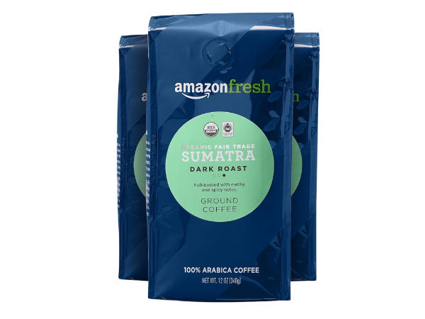 Amazon Fresh Organic Fair Trade Sumatra Ground Coffee