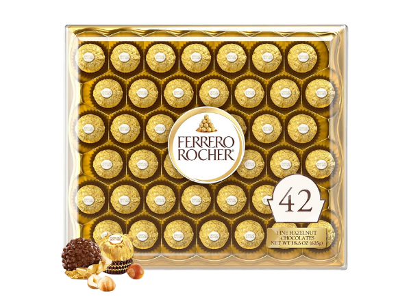 Ferrero Rocher, 42 Count, Premium Milk Chocolate Hazelnut