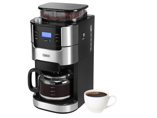 Gevi 10-Cup Drip Coffee Maker with Built-in Burr Grinder & Programmable Timer