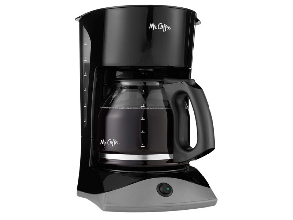 Mr. Coffee Black Coffee Maker, 12 Cups, with Auto Pause and Glass Carafe