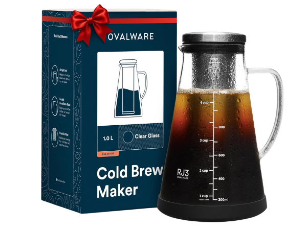 OVALWARE Airtight Cold Brew Iced Coffee Maker 1.0L