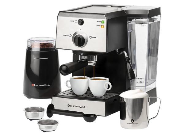 EspressoWorks All‑In‑One Espresso Machine with Milk Frother