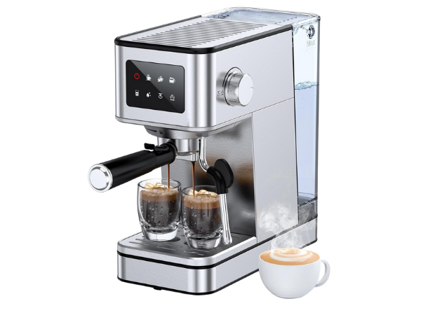 QJA Espresso Machine with Touch Screen & Milk Frother