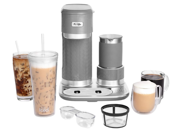 Mr. Coffee 4‑in‑1 Latte Lux Iced Hot Coffee Maker with Built‑In Milk Frother
