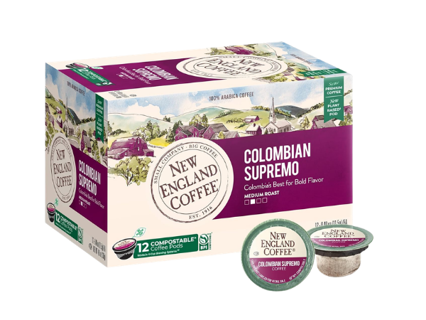 New England Coffee Single Serve Pods – Colombian Supremo Medium Roast