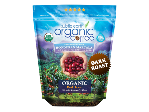 Subtle Earth Organic Coffee – Dark Roast – Whole Bean Coffee