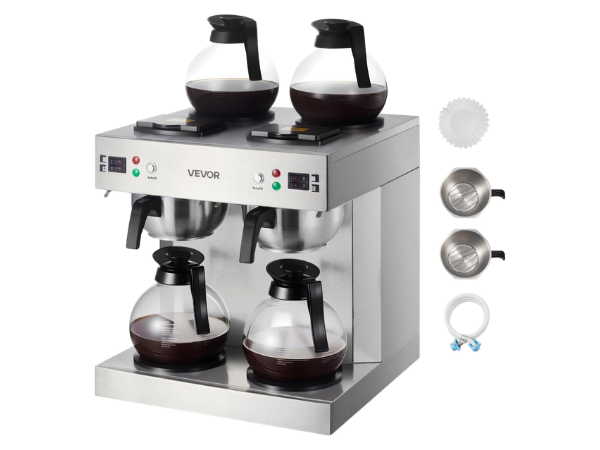 VEVOR Commercial Drip Coffee Maker – 24 Cups with 4 Glass Carafes