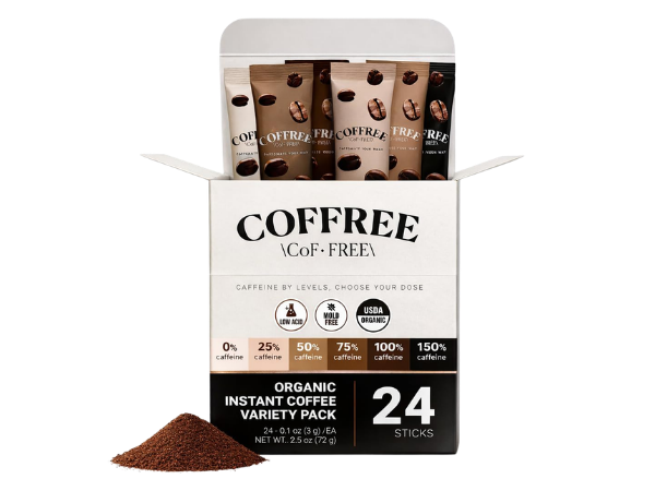 COFFREE Organic Instant Coffee Packets Variety Pack