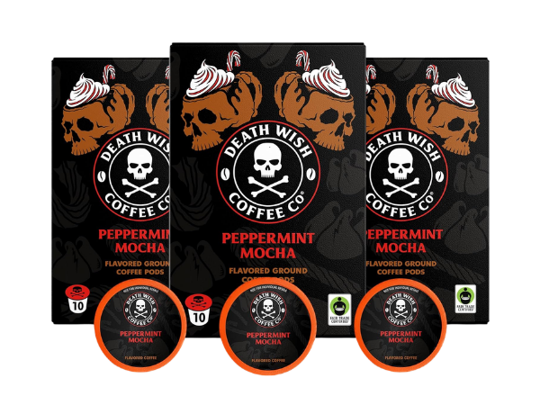 Death Wish Coffee, Peppermint Mocha Flavored Coffee Pods