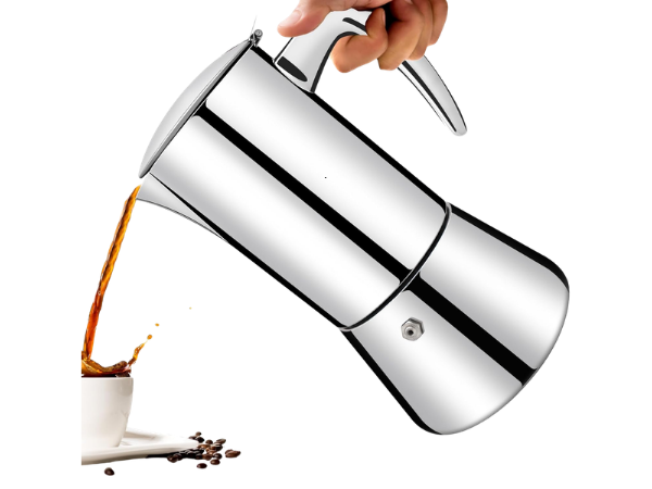 No‑Coating 304 Steel Moka Pot