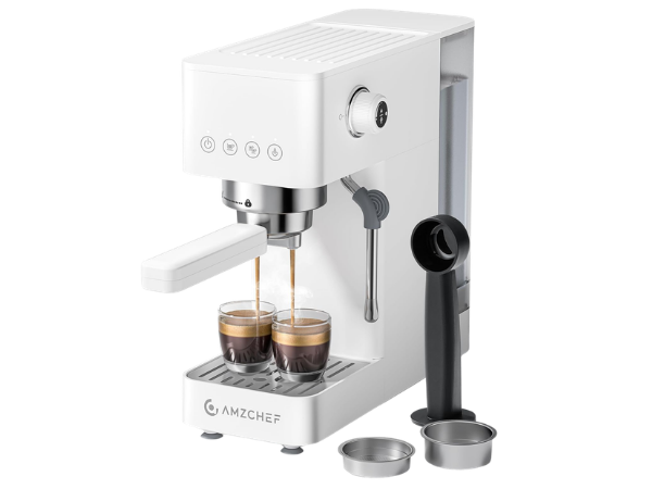 AMZCHEF Espresso Machine 20 Bar, Compact Espresso Maker with Steam Milk Frother