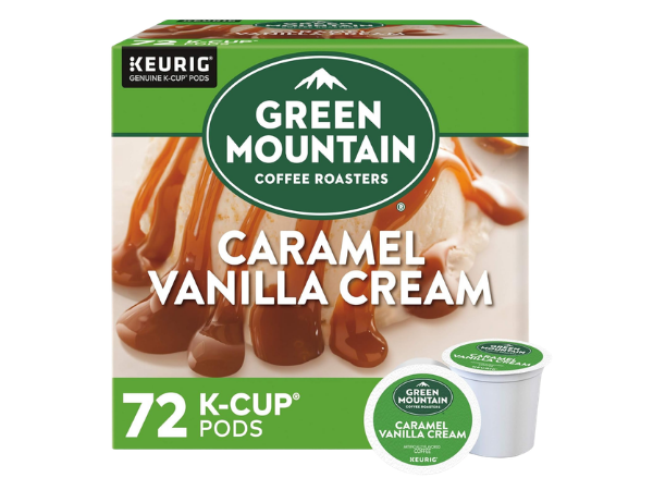 Green Mountain Coffee Roasters Caramel Vanilla Cream Keurig Single‑Serve K‑Cup Pods, Light Roast Coffee
