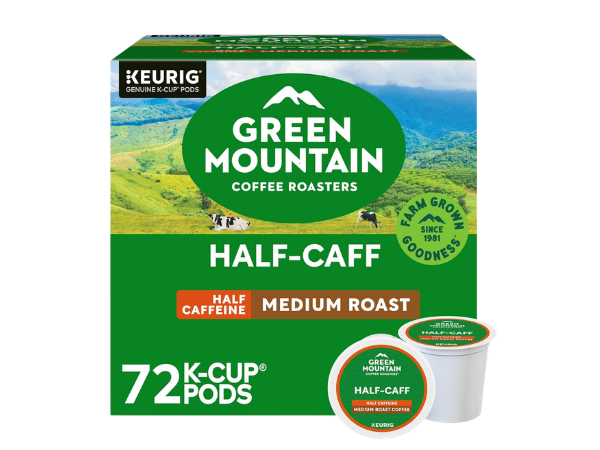 Green Mountain Coffee Roasters Half Caff Keurig Single‑Serve K‑Cup Pods, Medium Roast Coffee