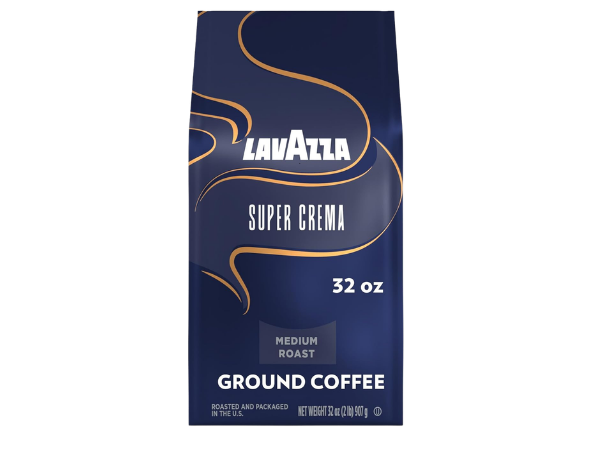 Lavazza Super Crema Ground Coffee, Medium Roast, Arabica and Robusta Blend