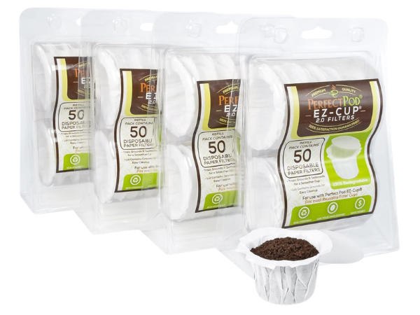 Perfect Pod EZ‑Cup Disposable Paper Filters with Patented Lid Design