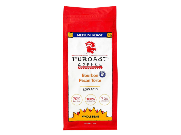 Puroast Low Acid Coffee, Bourbon Pecan Whole Bean
