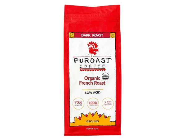 Puroast Low Acid Coffee Ground, Organic French Roast Ground