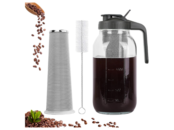 QHH - Cold Brew Coffee Maker, 64 oz Mason Jar Pitcher