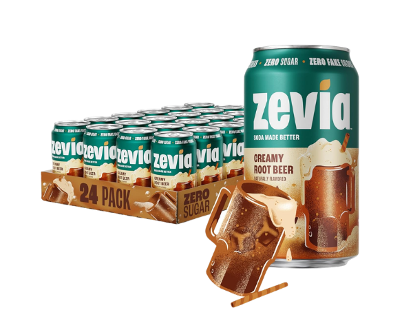 Zevia Zero Sugar Soda, Creamy Root Beer