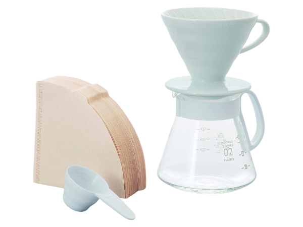 Hario V60 Ceramic Pour Over Coffee Set, Size 02