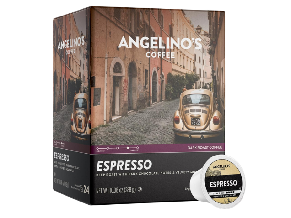Angelino's Coffee Espresso Dark Roast Coffee Pods