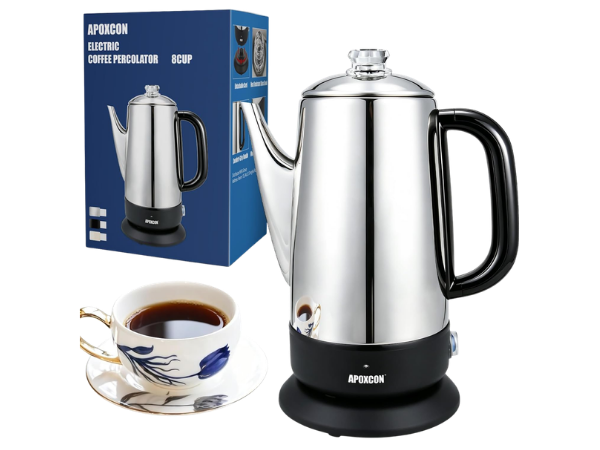 APOXCON Electric Coffee Percolator – 12 Cups