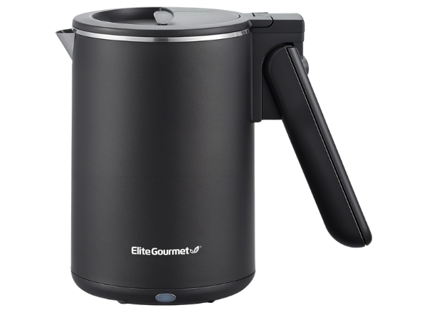 Elite Gourmet Dual‑Voltage Travel Kettle, 0.6L Stainless Steel