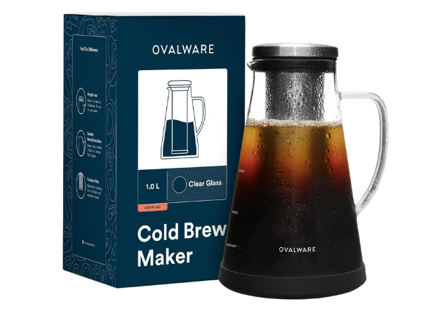 OVALWARE Airtight Cold Brew Coffee Maker with Tea Infuser