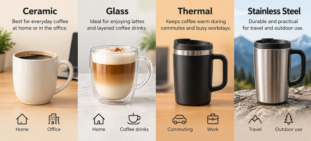 Which Coffee Mug Material Is Best for Travel, Work, and Home